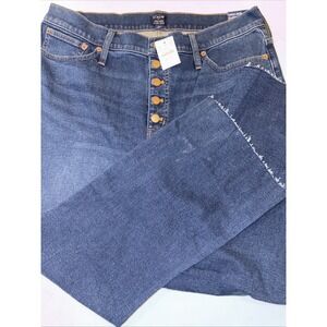 JCREW Womens 34 Flare Crop High Rise Blue Jeans All-Day Stretch Black $118 CB368